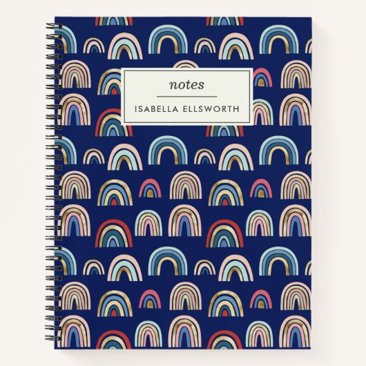 Boho Gold Colorful Blue Abstract Rainbow Arch Notitieboek (Voorkant)