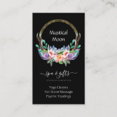 Boho Gold Crystal Cluster Flowers Feathers Busines Visitekaartje (Voorkant)