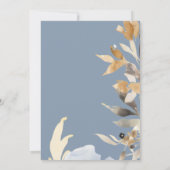 Boho Gold Dusty Blue Winter Floral Wedding Kaart (Achterkant)
