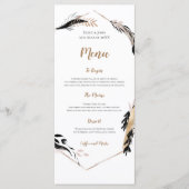 Boho Gold en Black Feather verlaat Lijst bruiloft Menu (Voorkant)