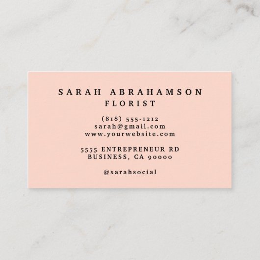 Boho Gold en Champagne Bloemen Visitekaartjes (Achterkant)