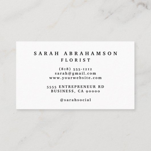 Boho Gold en Champagne Bloemen Visitekaartjes (Achterkant)