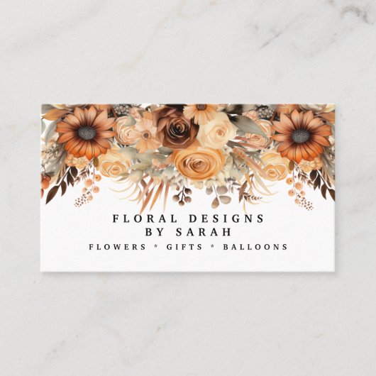 Boho Gold en Champagne Bloemen Visitekaartjes (Voorkant)