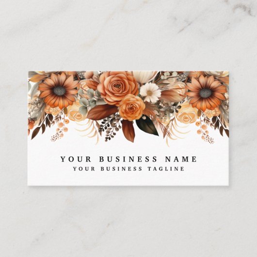 Boho Gold en Champagne Bloemen Visitekaartjes (Voorkant)