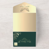 Boho Gold en Emerald Green bruiloft All In One Uitnodiging (Buitenkant)