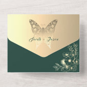 Boho Gold en Emerald Green bruiloft All In One Uitnodiging (Achterkant)