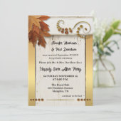 Boho Gold Fall Leaves Happily Ever After Kaart (Staand voorkant)