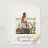 Boho Gold Feather Arch Photo Afstuderen Invitation (Voorkant / Achterkant)