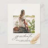 Boho Gold Feather Arch Photo Afstuderen Invitation (Voorkant)