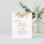 Boho Gold Floral Bridal Shower Invitation Folie IV RSVP Kaartje (Staand voorkant)