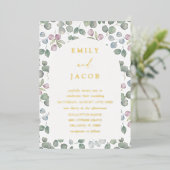 Boho Gold Foil and Eucalyptus Wedding Folie Uitnodiging (Staand Voorkant)
