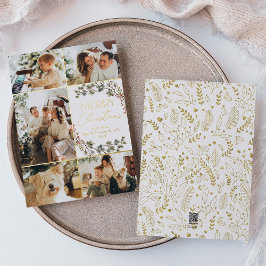 Boho Gold Foil Elegante foto Kerst Kaart