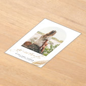 Boho Gold Glitter Feather White Photo Afstuderen Acryl Uitnodigingen (Laagn)