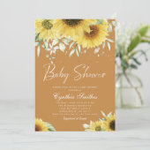 Boho Gold Glitter Sunflower Floral Baby shower Kaart (Staand voorkant)