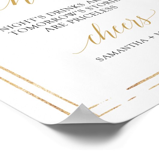 Boho gold lijst Blush roze florale open bar teken Poster (Hoek)