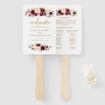Boho Gold Marsala Bloemen Trouwprogramma Fans
