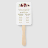 Boho Gold Marsala Bloemen Trouwprogramma Fans Handwaaier (Achterkant)