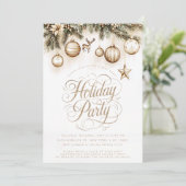 Boho Gold Ornamenten Baubles Kerstfeest Kaart (Staand voorkant)