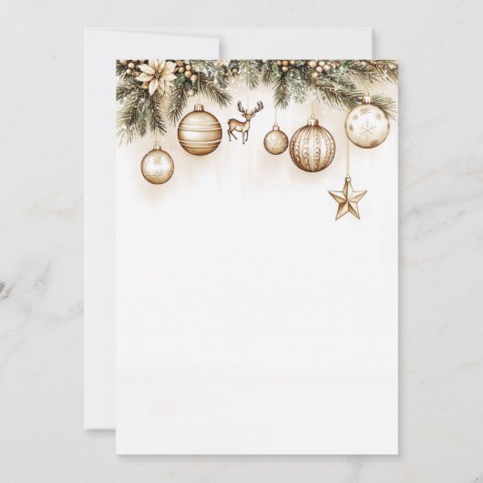 Boho Gold Ornamenten Baubles Kerstfeest Kaart (Achterkant)