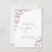 Boho Gold Paars Butterfly Vrijgezellenfeest Dank u Bedankkaart (Voorkant)