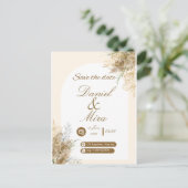 Boho Gold Pampas Arch Fully Editable Wedding  Uitnodiging Briefkaart (Staand voorkant)