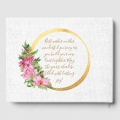 Boho Gold Pink Floral Waterverf Guest Book Gastenboek (Achterkant)