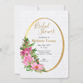 Boho Gold Pink Waterverf Floral Vrijgezellenfeest Kaart