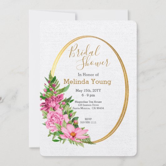 Boho Gold Pink Waterverf Floral Vrijgezellenfeest Kaart (Voorkant)