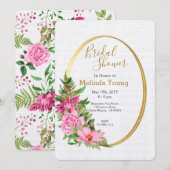 Boho Gold Pink Waterverf Floral Vrijgezellenfeest Kaart (Voorkant / Achterkant)