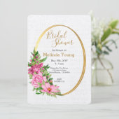 Boho Gold Pink Waterverf Floral Vrijgezellenfeest Kaart (Staand voorkant)