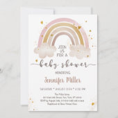Boho Gold Rainbow Clouds Baby Shower Kaart (Voorkant)