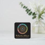 *~* Boho Gold Sacred Geometry Chakra Glitter Vierkante Visitekaartje (Staand voorkant)