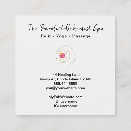 *~* Boho Gold Sacred Geometry Luna Moon Lunar Vierkante Visitekaartje (Achterkant)