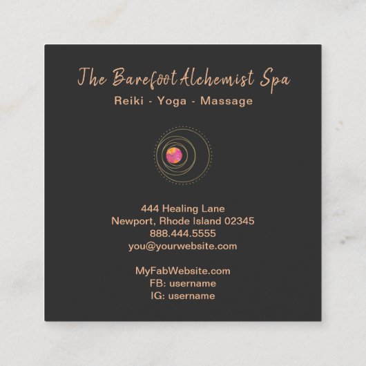 *~* Boho Gold Sacred Geometry Lunar Moon Luna Vierkante Visitekaartje (Achterkant)