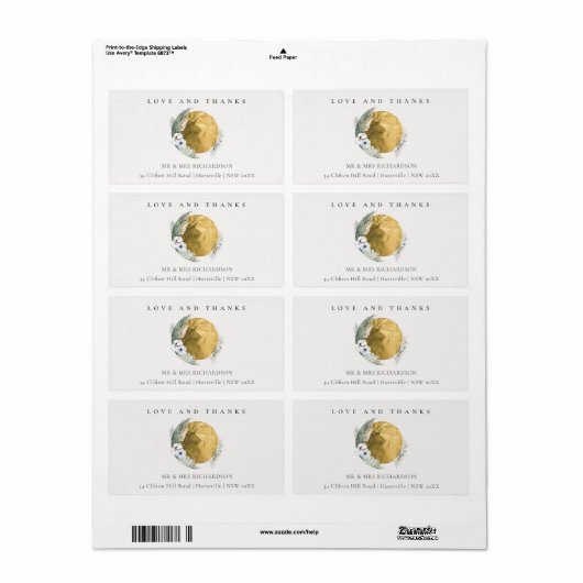 Boho Gold Saga Green Floral Wreatadres Etiket (Full Sheet)