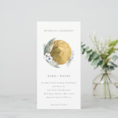 Boho Gold Saga Green Floral Wreath Wedding Invite Bedankkaart (Staand voorkant)