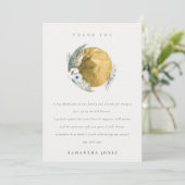 Boho Gold Saga Groene Bloemenkrans Bruidsdouche Bedankkaart (Staand voorkant)