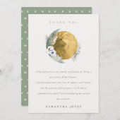 Boho Gold Saga Groene Bloemenkrans Bruidsdouche Bedankkaart (Voorkant / Achterkant)