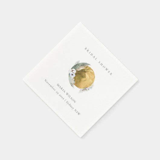 Boho Gold Saga Groene Bloemrijke Bruidsshower Servet (Hoek)