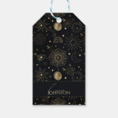 Boho Gold Space doodles Black Design Cadeaulabel (Voorkant)