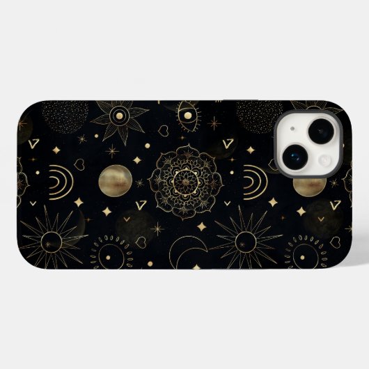 Boho Gold Space doodles Black Design Case-Mate iPhone Case (Achterkant (horizontaal))