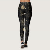 Boho Gold Space doodles Black Design Leggings (Achterkant)