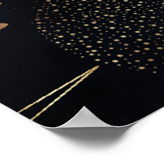 Boho Gold Space doodles Black Design Poster (Hoek)