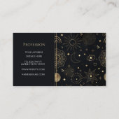 Boho Gold Space doodles Black Design Visitekaartje (Achterkant)
