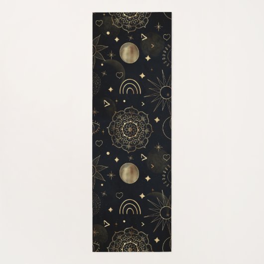 Boho Gold Space doodles Black Design Yogamat (Achterkant)