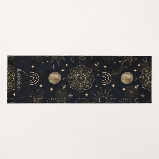 Boho Gold Space doodles Black Design Yogamat (Voorkant (horizontaal))