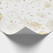 Boho Gold Space doodles White Design Cadeaupapier (Hoek)