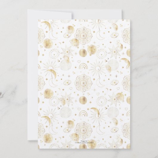 Boho Gold Space doodles White Design Kaart (Achterkant)