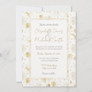 Boho Gold Space doodles White Design Kaart