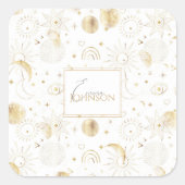 Boho Gold Space doodles White Design Vierkante Sticker (Voorkant)